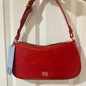 PW Red Leather Shoulder Bag